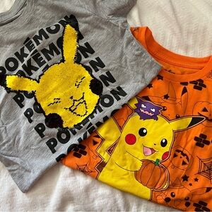 Pikachu fan set of two shirt, gray and orange
